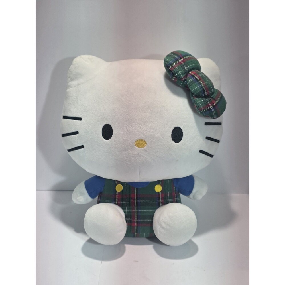 Sanrio Hello Kitty Green and Blue Plaid 12” Round 1 Plush